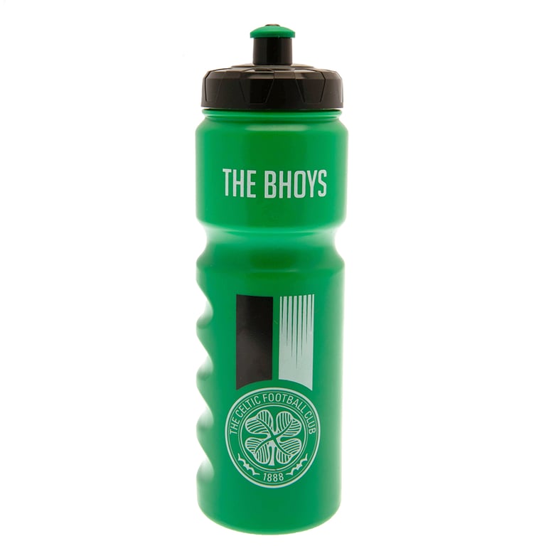 Celtic FC Green Stripe Plastic Drinks Bottle with Screw Top and Celtic Crest Design