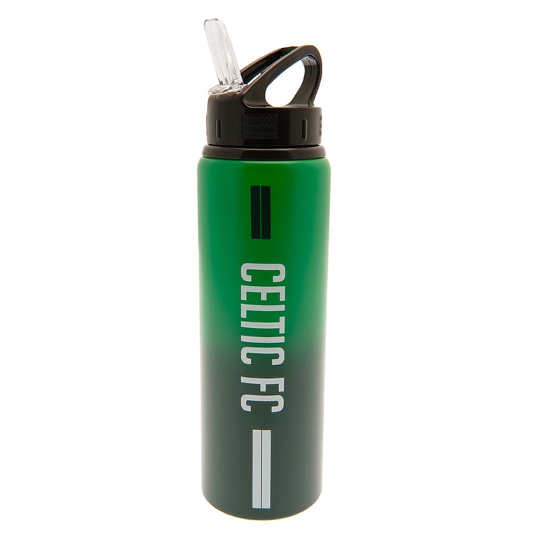 Celtic FC Aluminium Drinks Bottle - Vibrant Stripe Design with Canteen Quench Cap and Celtic Crest