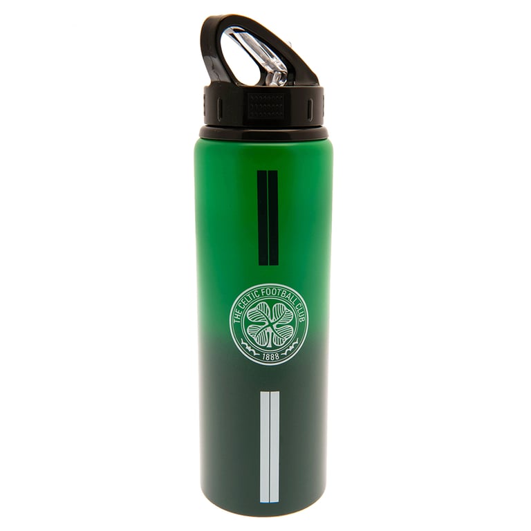 Celtic FC Aluminium Drinks Bottle - Vibrant Stripe Design with Canteen Quench Cap and Celtic Crest