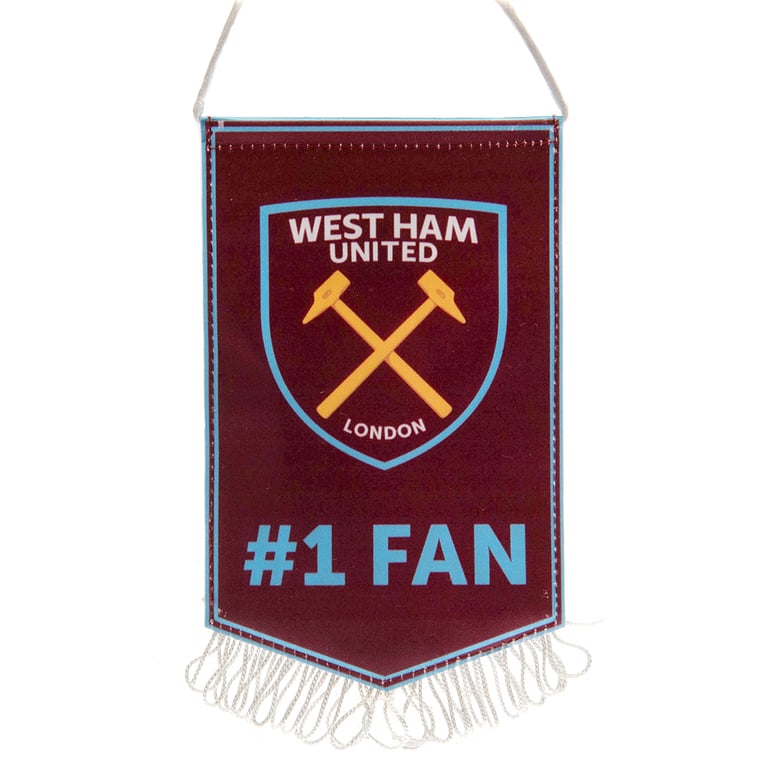West Ham United FC Official Claret Pennant with Irons Logo and White Tassels