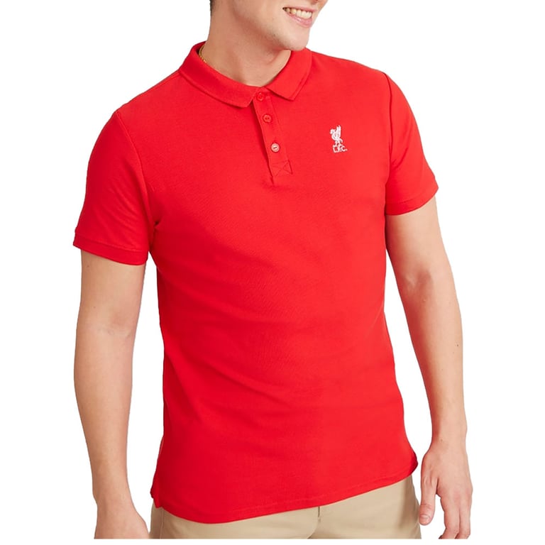 Liverpool FC Conninsby Polo - Embroidered Liverbird Crest, 100 Cotton Red Polo Shirt for Men