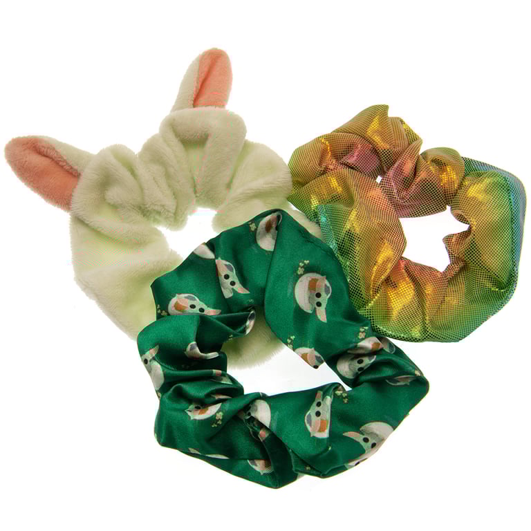 Star Wars Mandalorian 3pk Colourful Grogu Themed Scrunchie Set