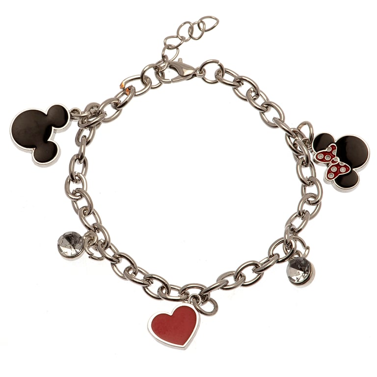 Minnie Mouse Silver Charm Fashion Bracelet - Extender Link Design