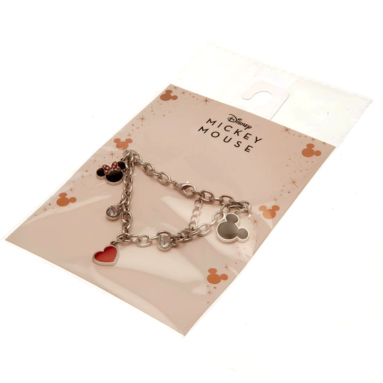 Minnie Mouse Silver Charm Fashion Bracelet - Extender Link Design
