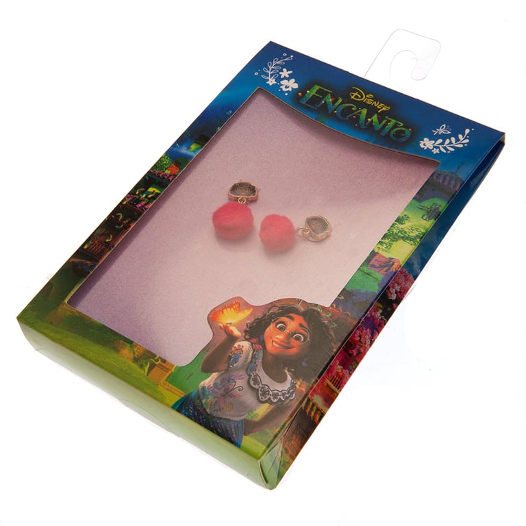 Encanto Pink Pom Pom Stud Earrings Featuring Mirabel Design