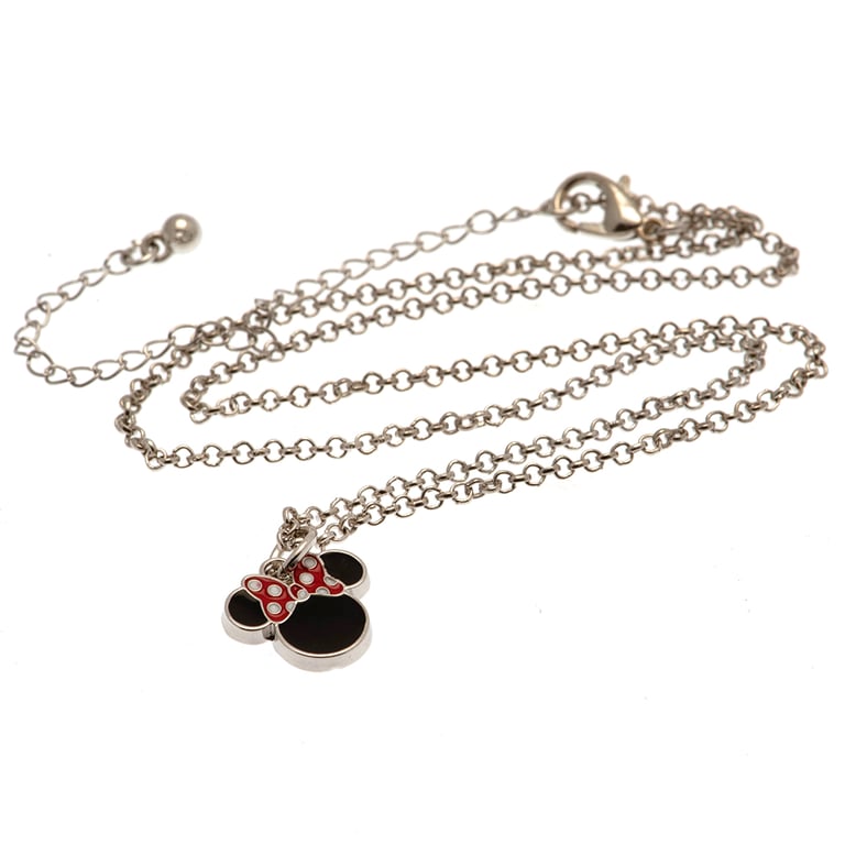 Minnie Mouse Fashion Jewellery Necklace & Earring Set - Silver Chain and Stud Earrings