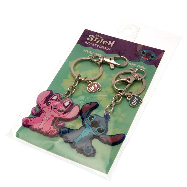 Lilo & Stitch BFF Keyring Set - Split Ring & Mini Lobster Claw Clasp Keychains for Best Friends