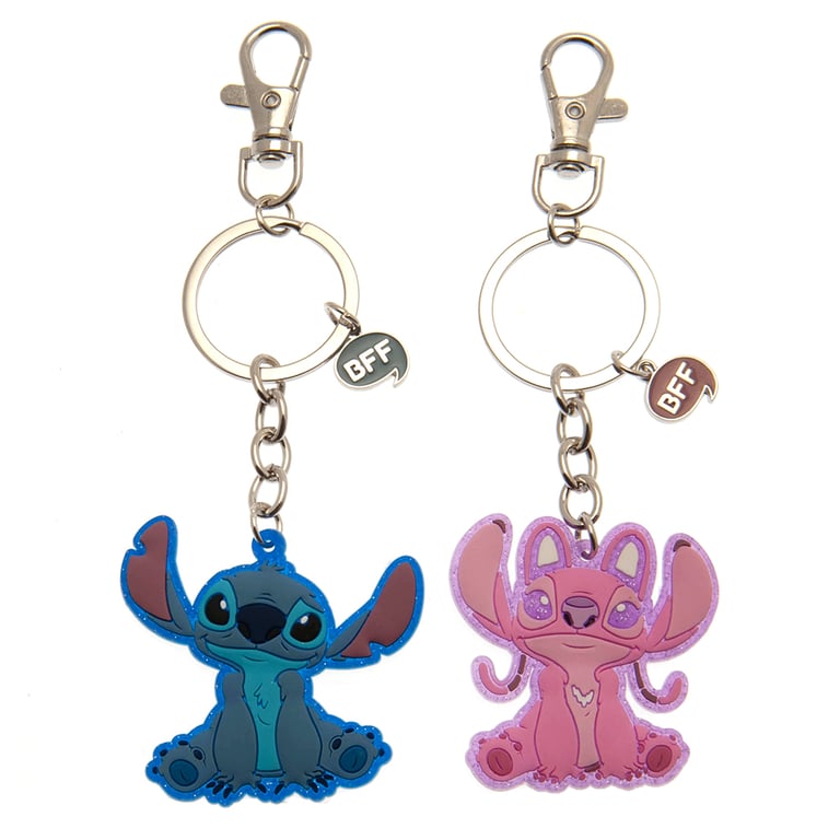 Lilo & Stitch BFF Keyring Set - Split Ring & Mini Lobster Claw Clasp Keychains for Best Friends