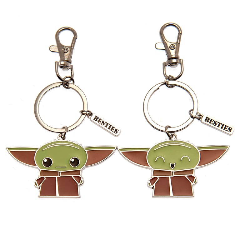 Star Wars Mandalorian BFF Keyring Set - Grogu Character Keychain Gift for Couples
