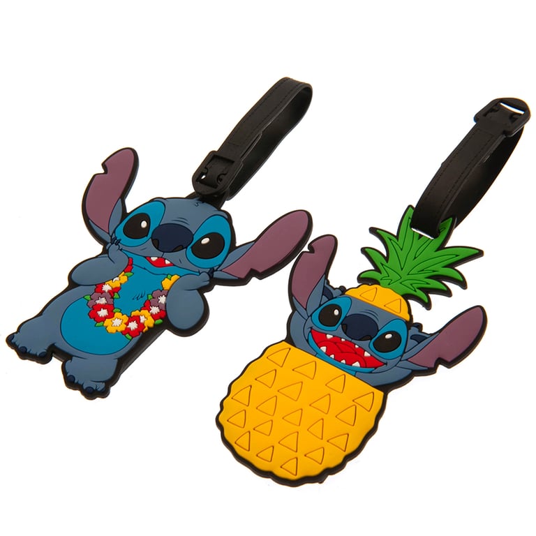Vibrant Lilo & Stitch Hawaiian Luggage Tags with Durable PVC Design and Wipe Clean Name Tag