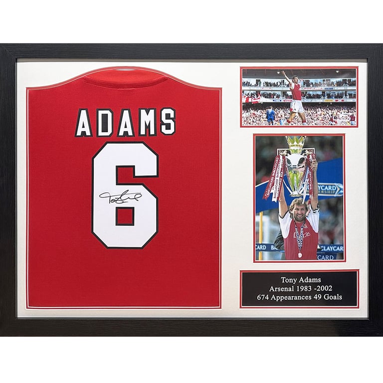 Arsenal FC Adams Retro Signed Shirt (Framed) - Hand Signed by Tony Adams in London 1983-2002