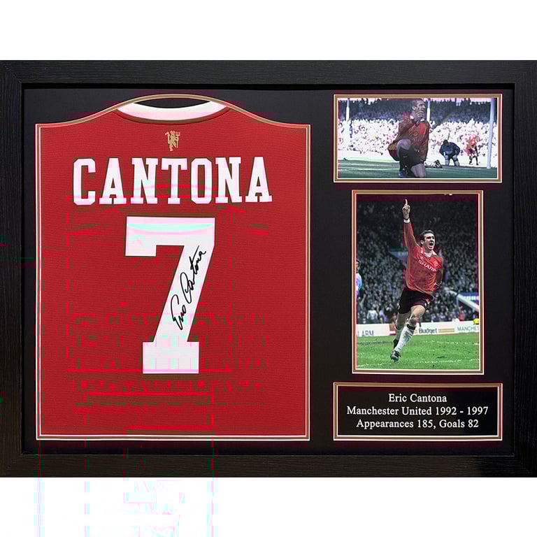Manchester United FC Cantona Signed 2021-22 Replica Shirt (Framed)