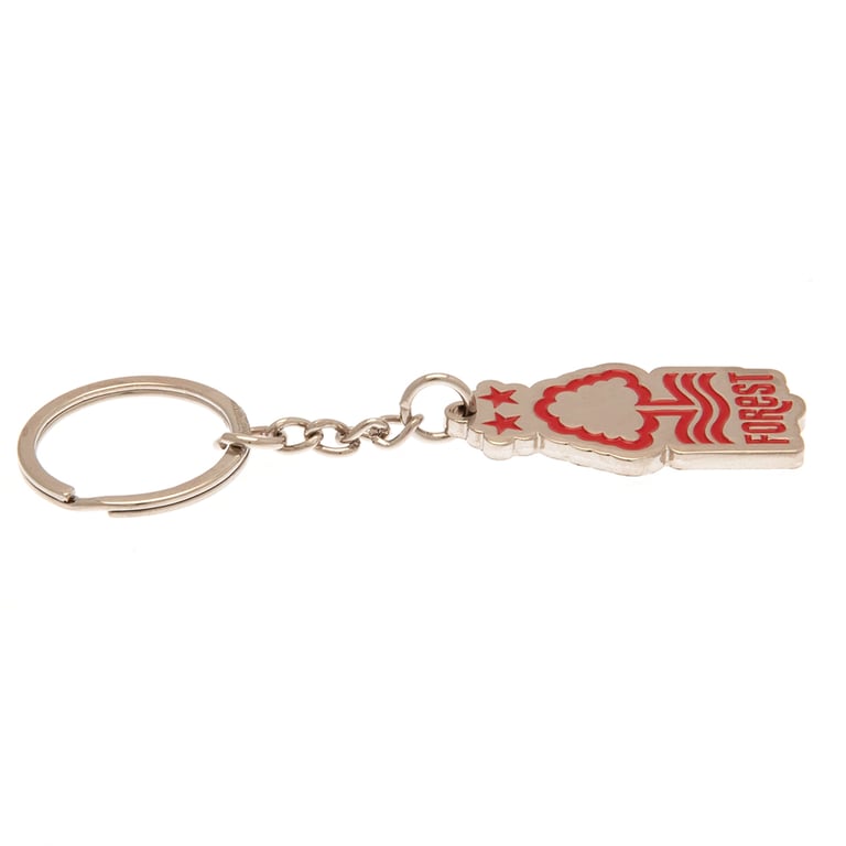 Nottingham Forest FC Metal Die Stamped Keyring with Enamel Crest and Silver Finish