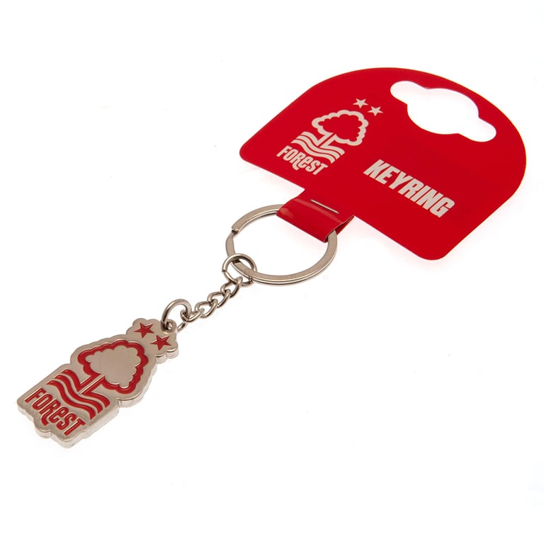 Nottingham Forest FC Metal Die Stamped Keyring with Enamel Crest and Silver Finish