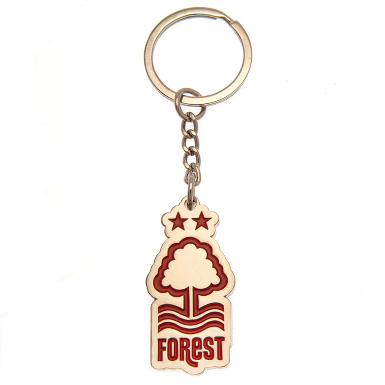 Nottingham Forest FC Metal Die Stamped Keyring with Enamel Crest and Silver Finish