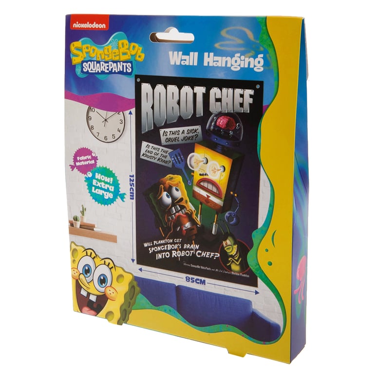 SpongeBob SquarePants XL Fabric Wall Banner - Robotic Version by Plankton, Extra Large Bedroom Decoration