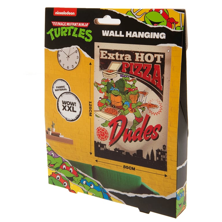 Teenage Mutant Ninja Turtles XL Fabric Wall Banner - Extra Large Hangable Pizza Design Decoration