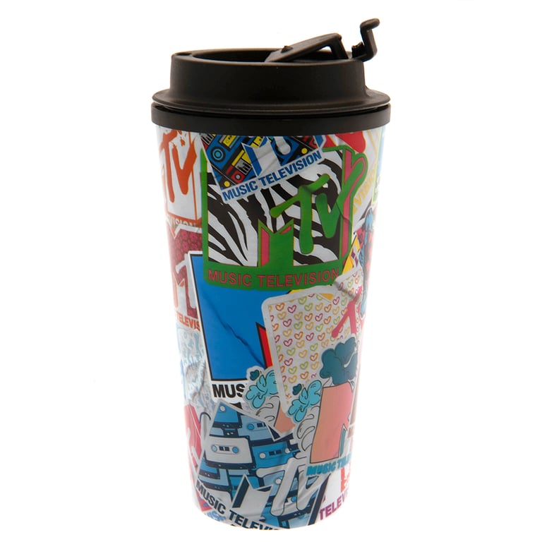 MTV Thermal Travel Mug - Double Walled, Anti-Spill, Screw-Top Lid Flask