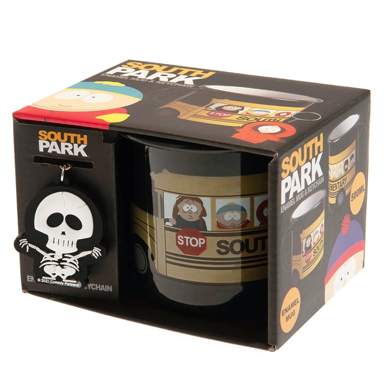 South Park Enamel Mug & Keyring Set - Collectable Character Keyring & Durable Bus Design