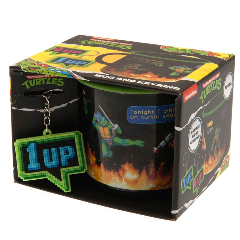TMNT Enamel Mug & Collectible Keyring Set - Turtle Themed Accessories