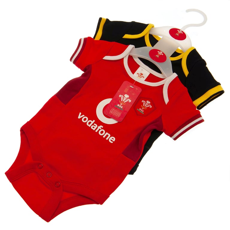 Wales RU 2 Pack Soft Cotton Bodysuit - Home & Away Kit Twin Pack
