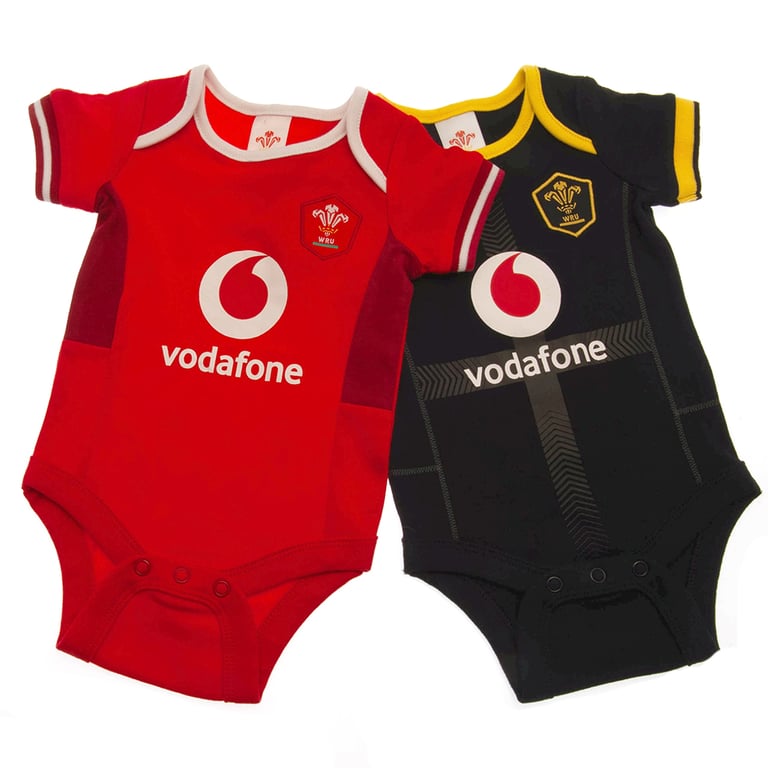 Wales RU 2 Pack Soft Cotton Bodysuit - Home & Away Kit Twin Pack