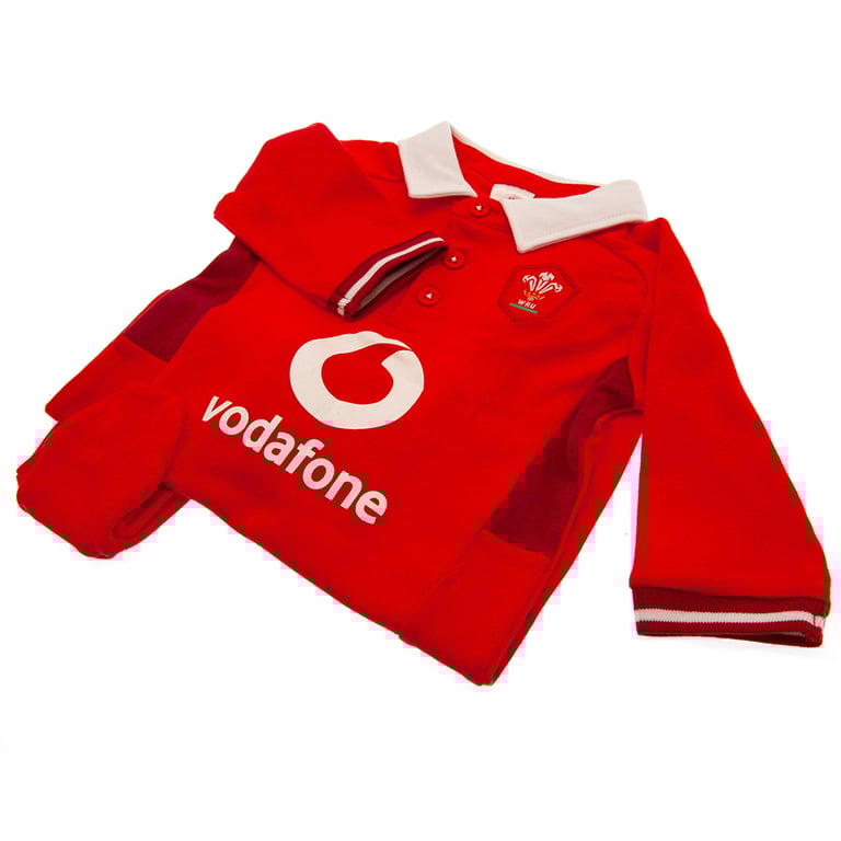 Wales Rugby Red Home Colour Cotton Sleepsuit 6/9 Months Baby Boy Girl Sleepwear