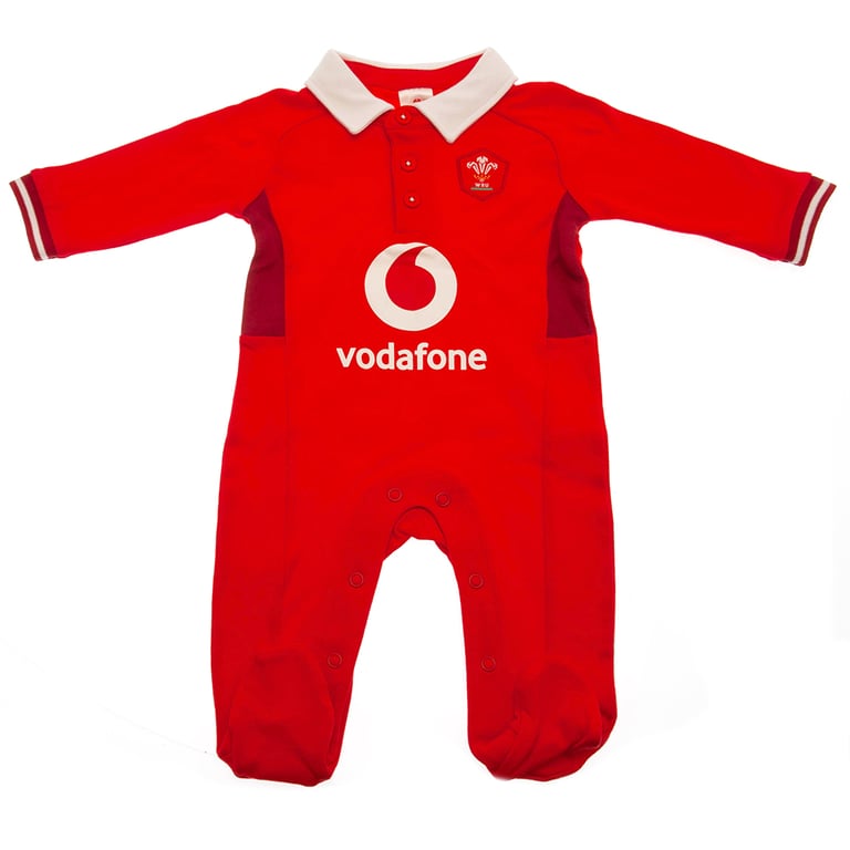 Wales Rugby Red Home Colour Cotton Sleepsuit 6/9 Months Baby Boy Girl Sleepwear
