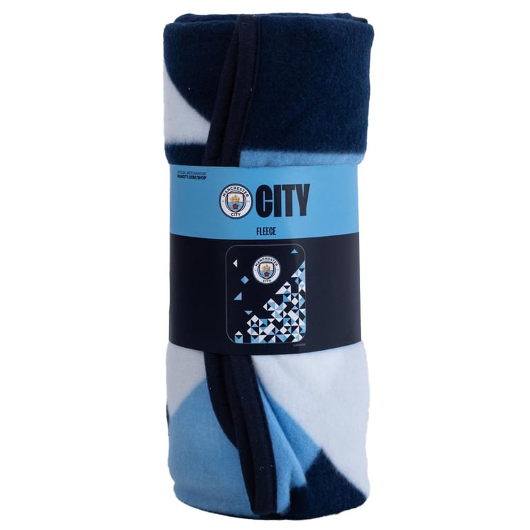 Manchester City FC Navy Blue Polyester Fleece Blanket with Full Colour Crest