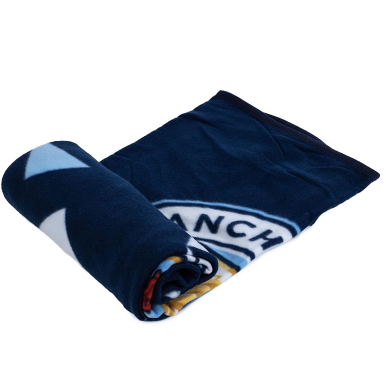 Manchester City FC Navy Blue Polyester Fleece Blanket with Full Colour Crest