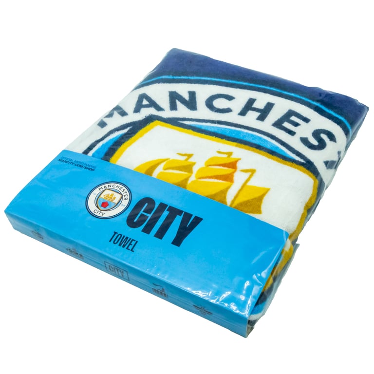 Manchester City FC 100 Cotton Velour Large Beach Towel with Particle Design Crest