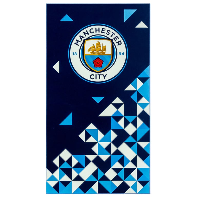 Manchester City FC 100 Cotton Velour Large Beach Towel with Particle Design Crest