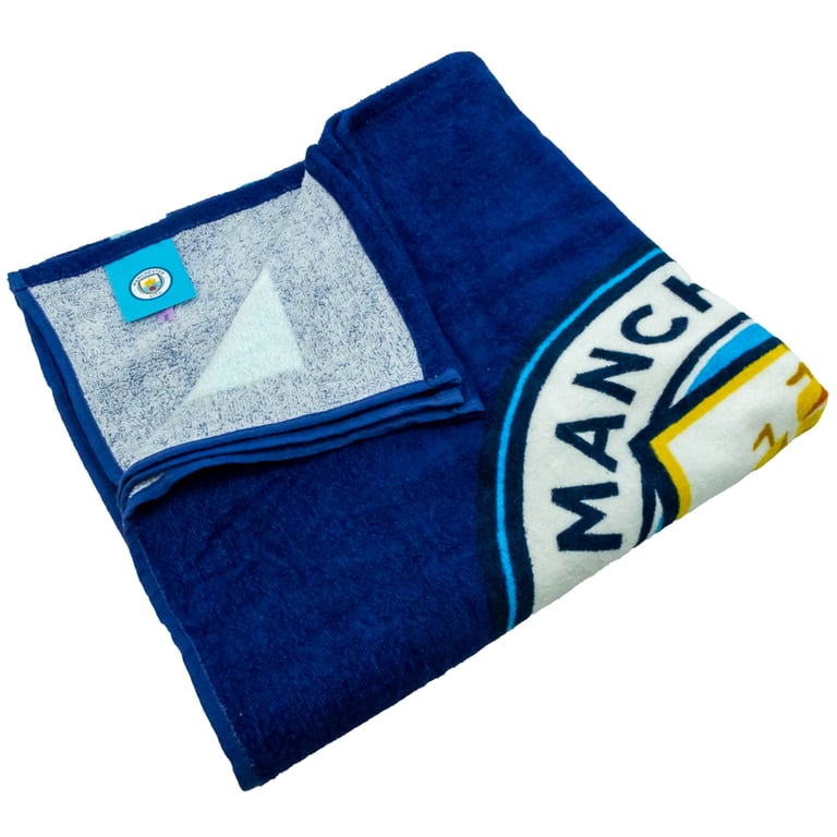 Manchester City FC 100 Cotton Velour Large Beach Towel with Particle Design Crest