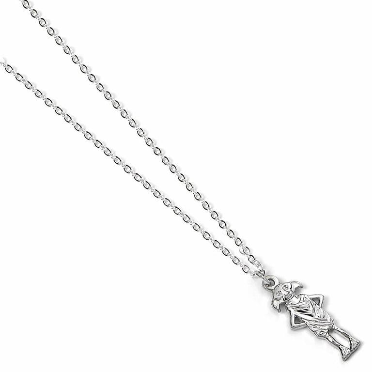 Harry Potter Silver Plated Dobby House Elf Charm Necklace - 25in Extender Chain