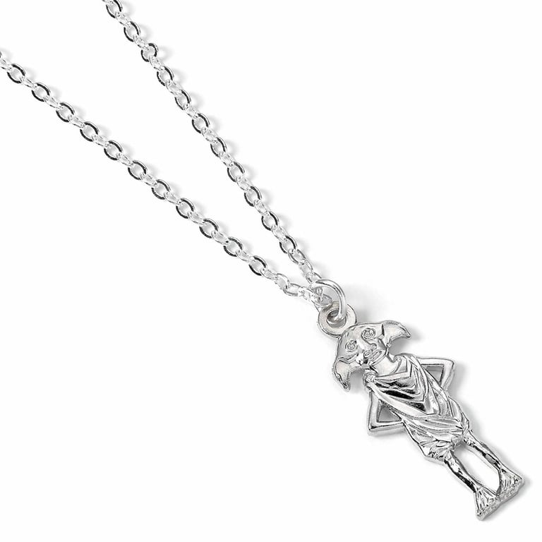 Harry Potter Silver Plated Dobby House Elf Charm Necklace - 25in Extender Chain
