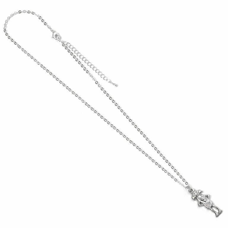 Harry Potter Silver Plated Dobby House Elf Charm Necklace - 25in Extender Chain