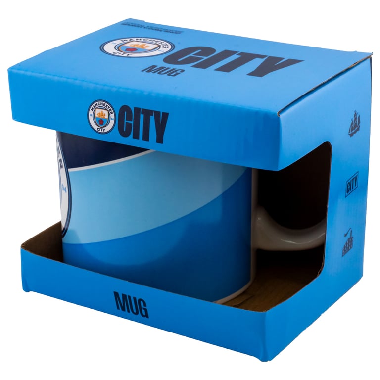 Manchester City FC Jumbo Ceramic Coffee Mug with Diagonal Stripe Design and Club Crest