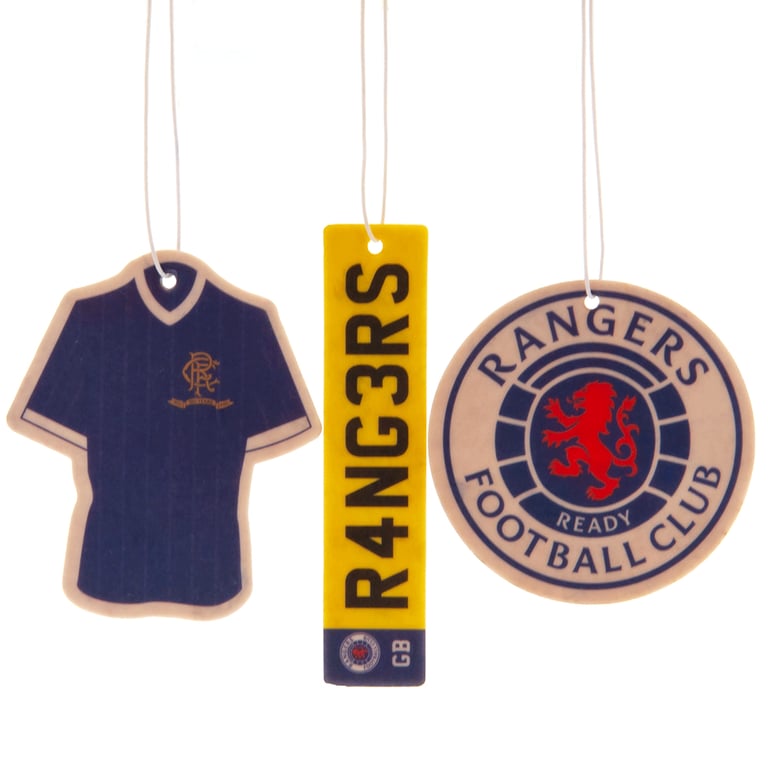 Rangers FC 3pk Long Lasting Air Fresheners with Crest & Kit Designs