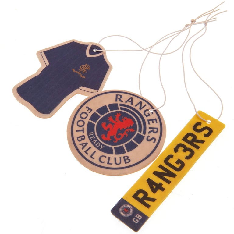 Rangers FC 3pk Long Lasting Air Fresheners with Crest & Kit Designs