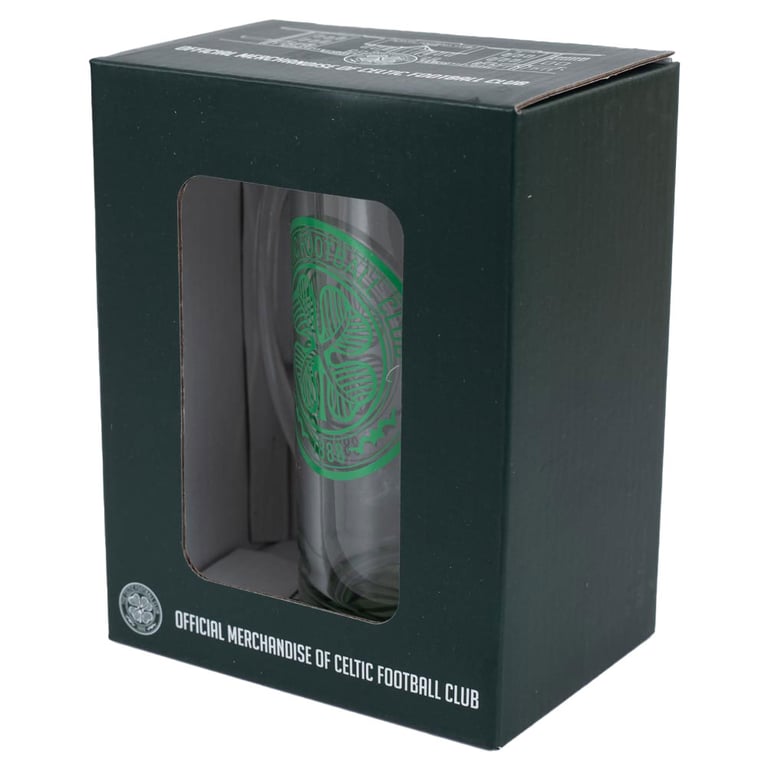 Celtic FC Green Glass Stein Tankard - Official Club Crest Beer Mug
