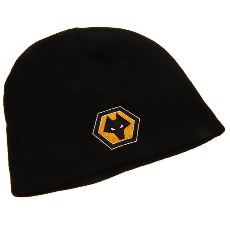 Wolverhampton Wanderers FC Black Dome Beanie with Embroidered Crest