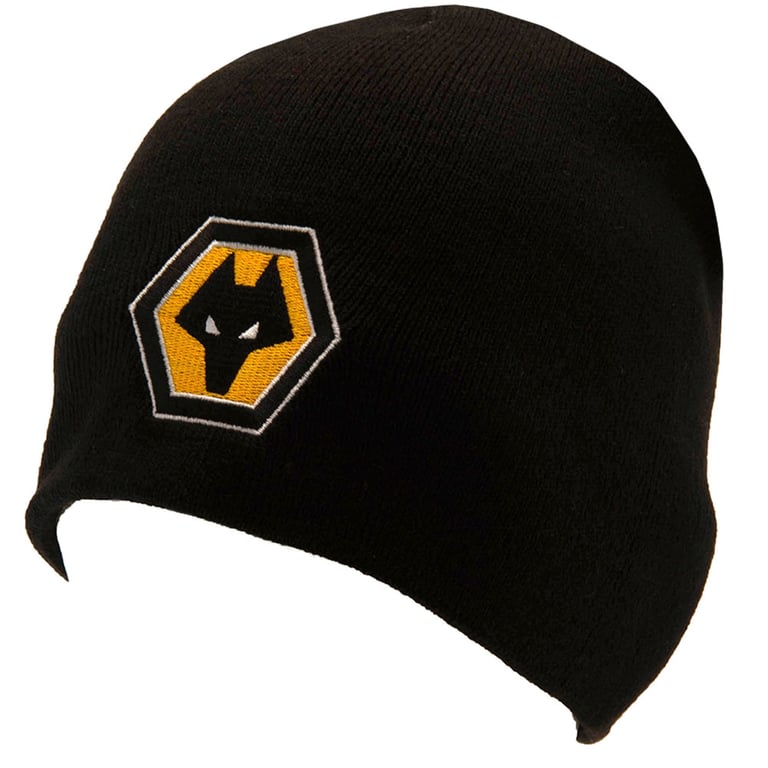 Wolverhampton Wanderers FC Black Dome Beanie with Embroidered Crest