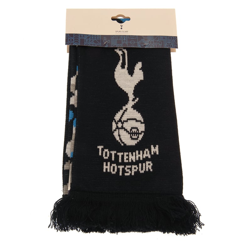 Tottenham Hotspur FC Particle Design Knit Scarf with Navy Blue Fringe
