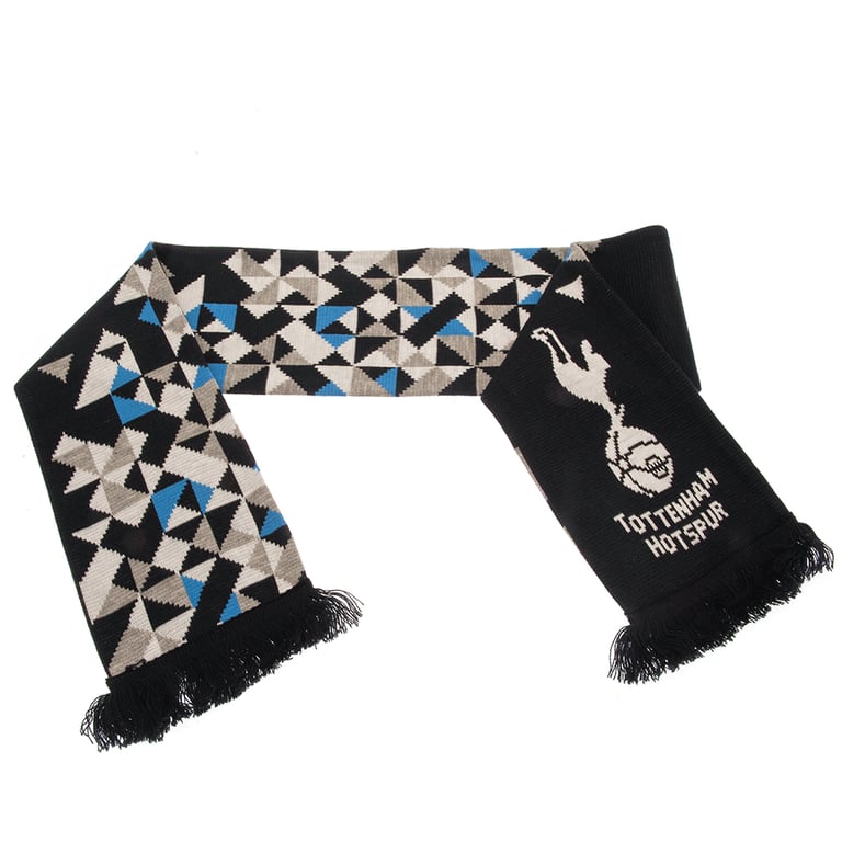 Tottenham Hotspur FC Particle Design Knit Scarf with Navy Blue Fringe