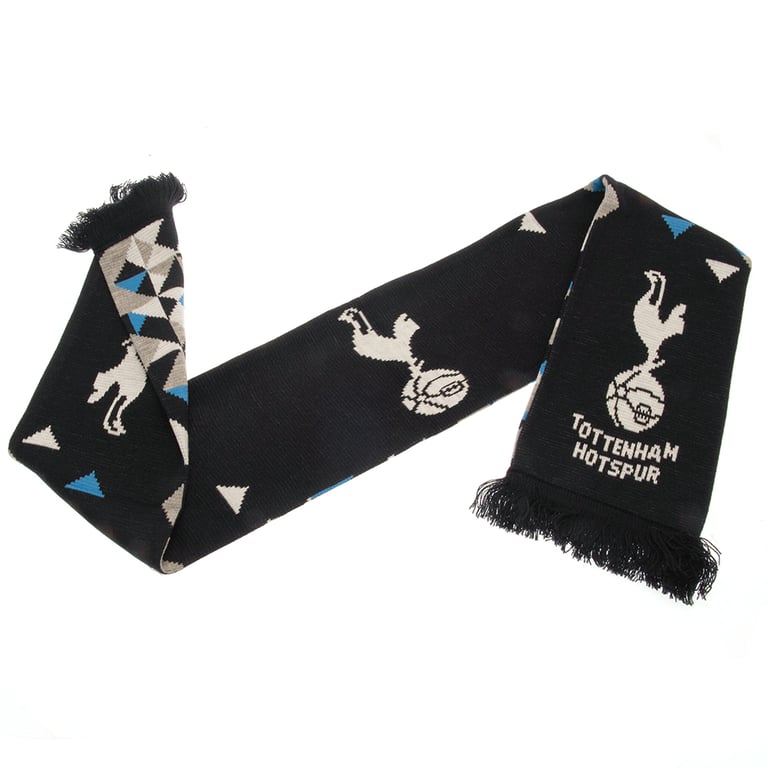 Tottenham Hotspur FC Particle Design Knit Scarf with Navy Blue Fringe