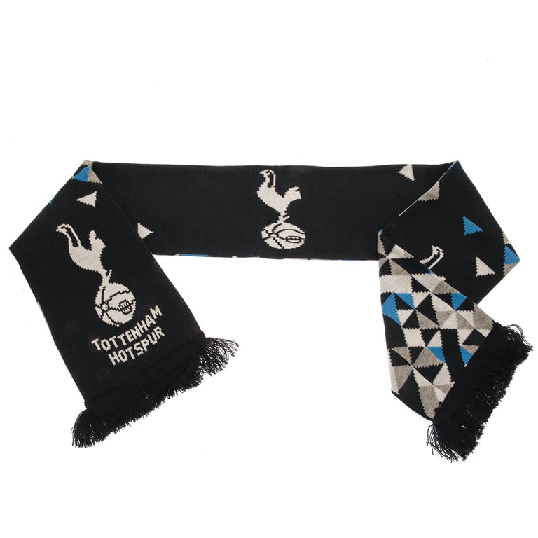 Tottenham Hotspur FC Particle Design Knit Scarf with Navy Blue Fringe