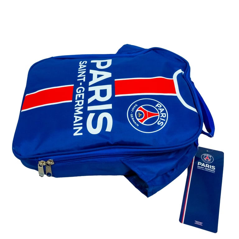 Paris Saint Germain FC Kit Lunch Bag - Double Zipped Opening with Carry Handle and Name Tag