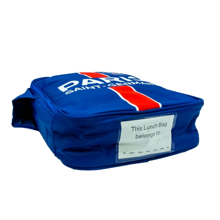 Paris Saint Germain FC Kit Lunch Bag - Double Zipped Opening with Carry Handle and Name Tag