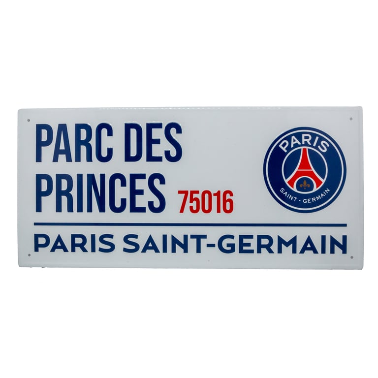 Paris Saint Germain FC White Metal Street Sign - Parc Des Princes Home Ground Wall Art