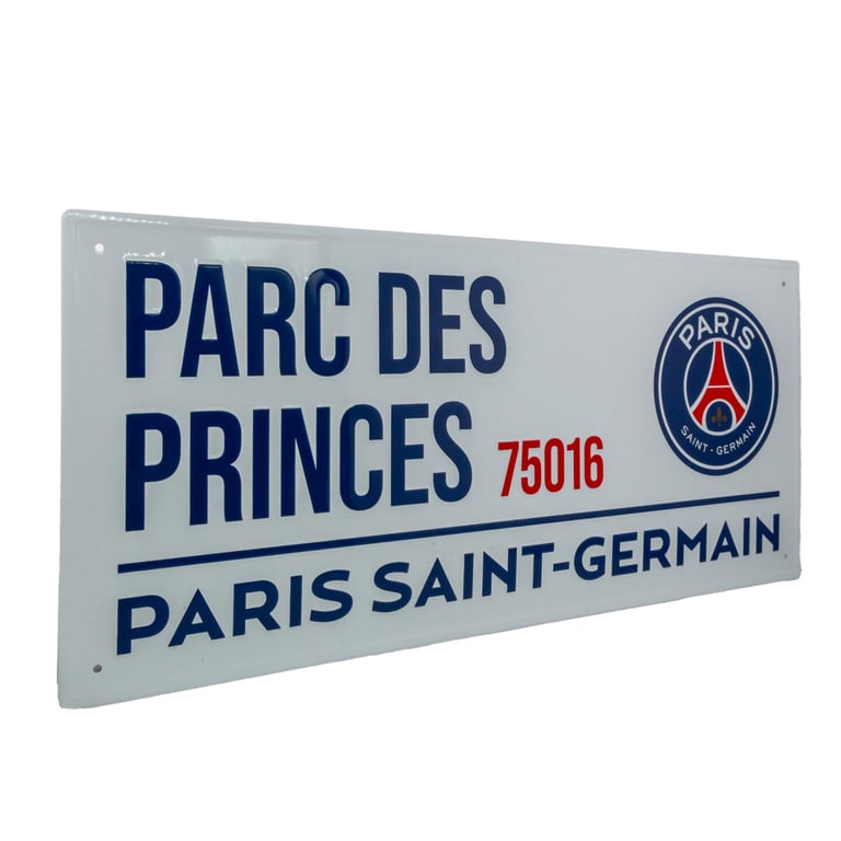 Paris Saint Germain FC White Metal Street Sign - Parc Des Princes Home Ground Wall Art